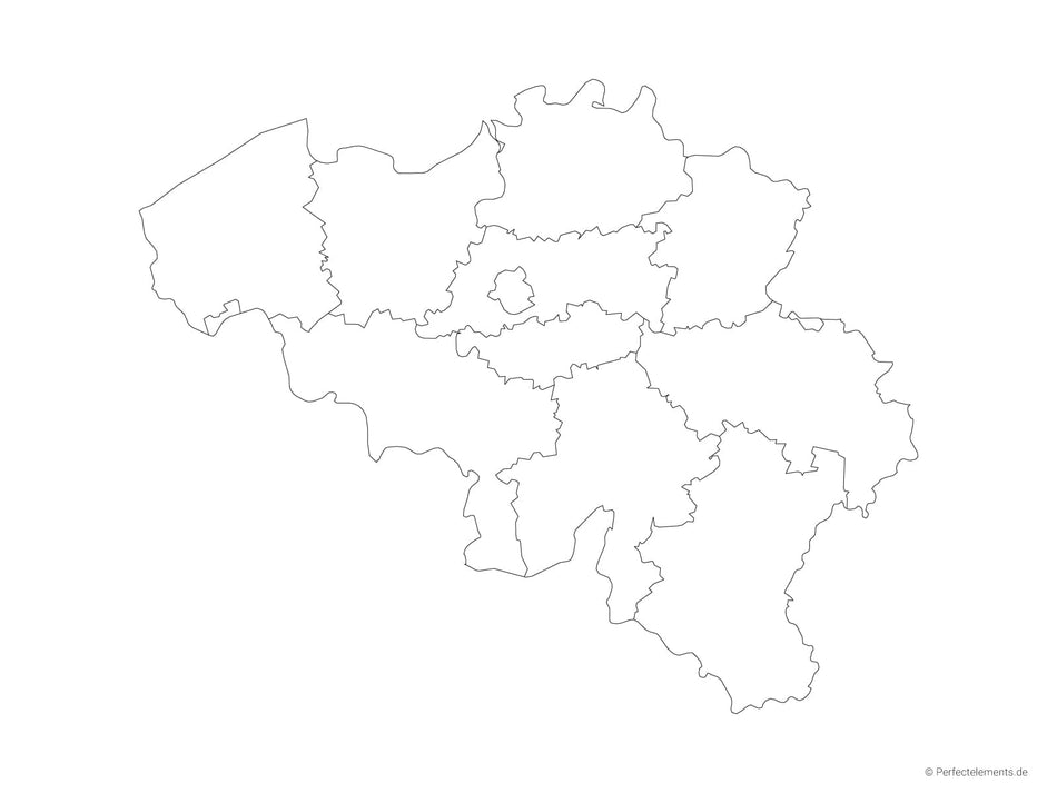 Vektor-Landkarte von Belgien (Outline mit Regionen)