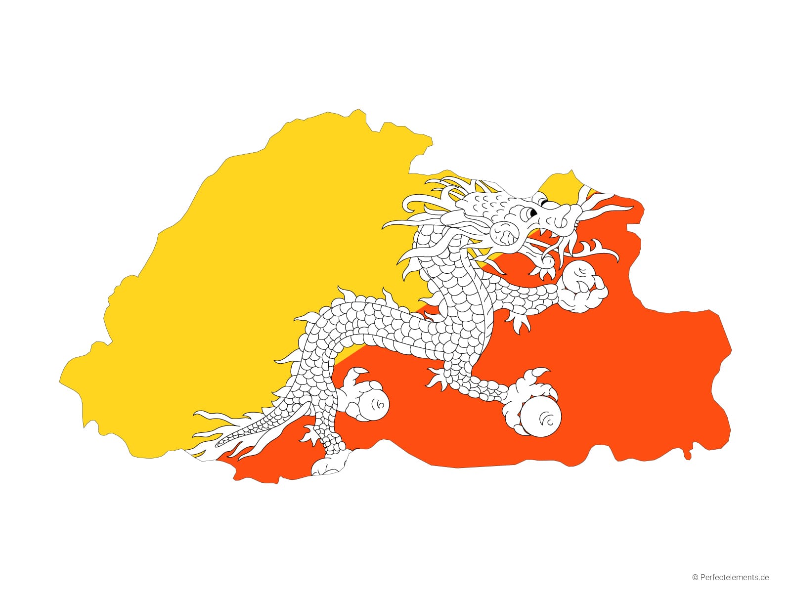 Vektor-Landkarte von Bhutan (Flagge)