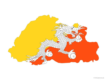 Vektor-Landkarte von Bhutan (Flagge)