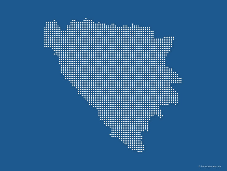 Vektor-Landkarte der Bosnien und Herzegowina (Punkte rund, blau)