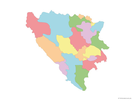 Vektor-Landkarte von Bosnien und Herzegowina (Mehrfarbig mit Regionen)