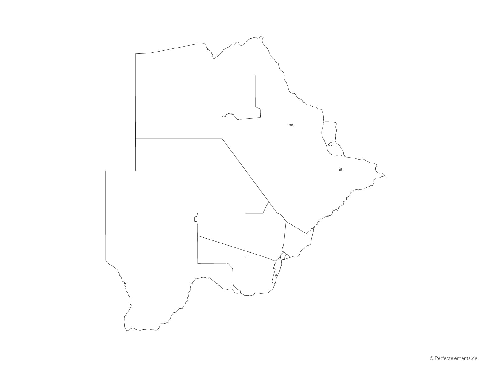 Vektor-Landkarte von Botsuana (Outline mit Regionen)