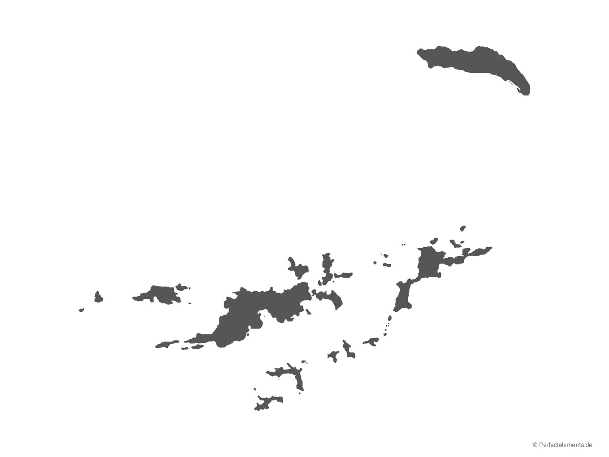 Vektor-Landkarte der Britischen Jungferninseln (Einfarbig mit Regionen)