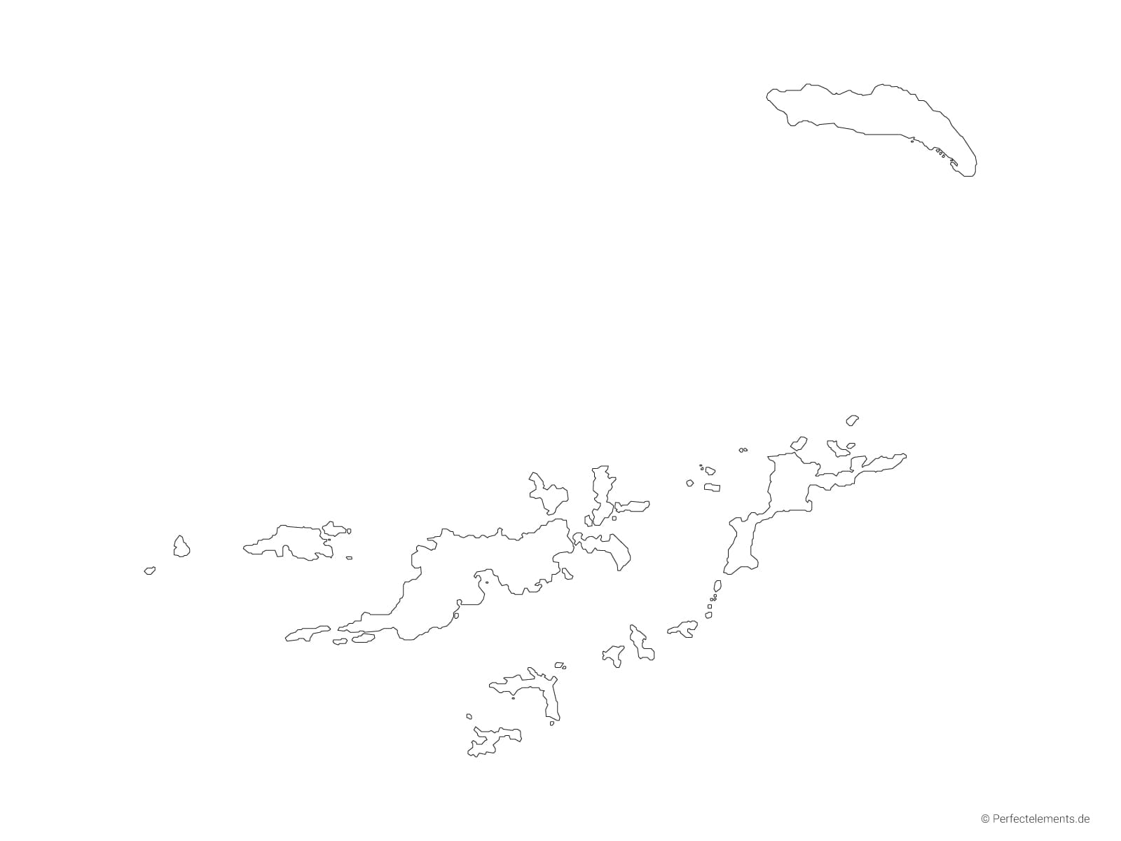 Vektor-Landkarte der Britischen Jungferninseln (Outline mit Regionen)