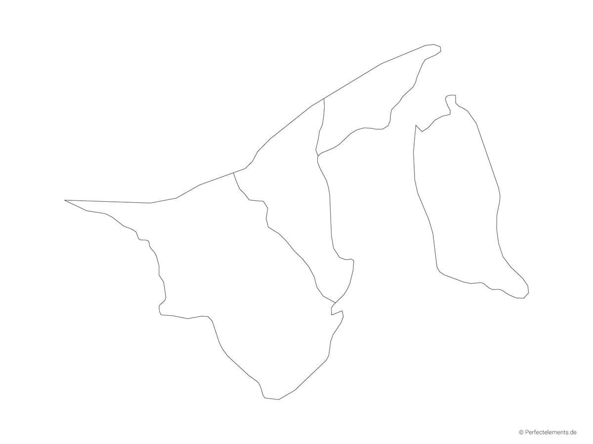 Vektor-Landkarte von Brunei (Outline mit Regionen)