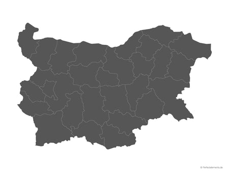 Vektor-Landkarte von Bulgarien (Einfarbig mit Regionen)