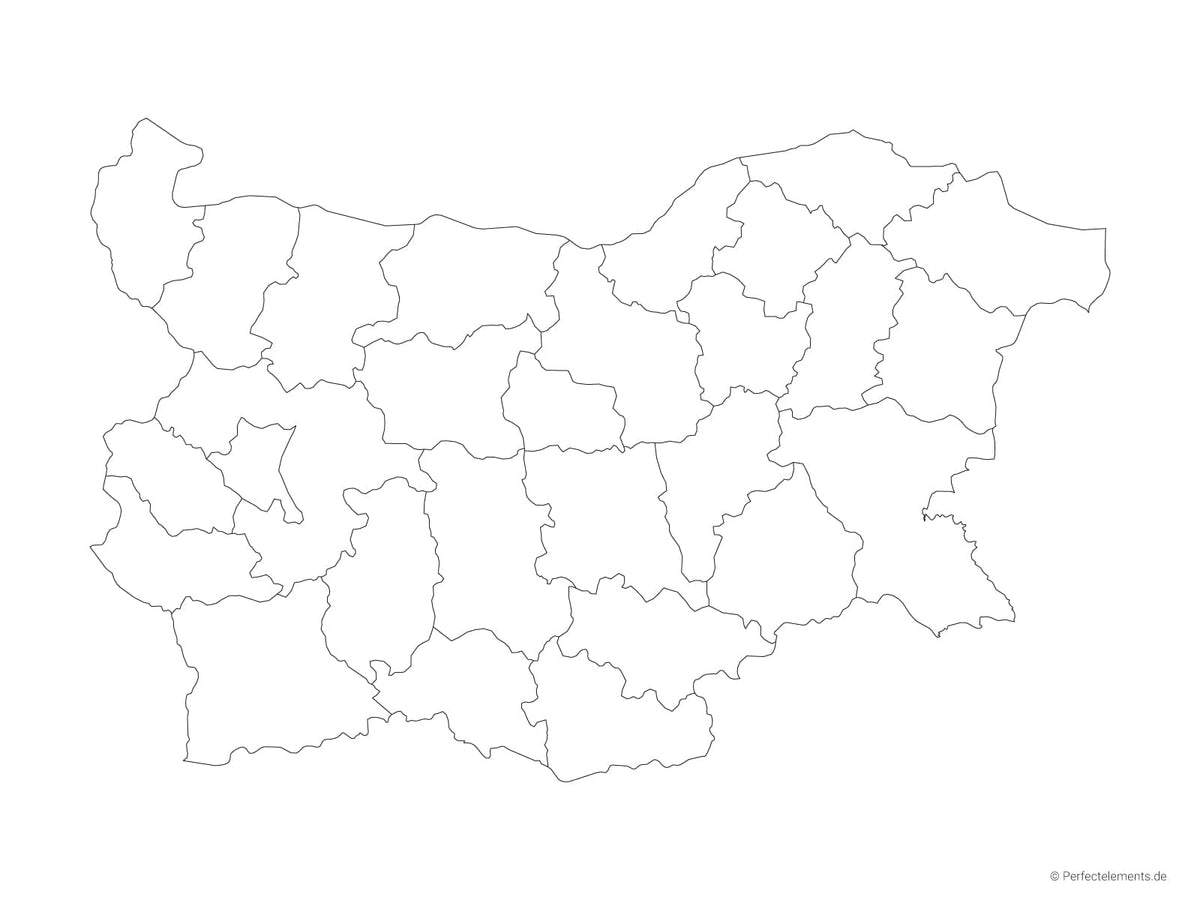 Vektor-Landkarte von Bulgarien (Outline mit Regionen)