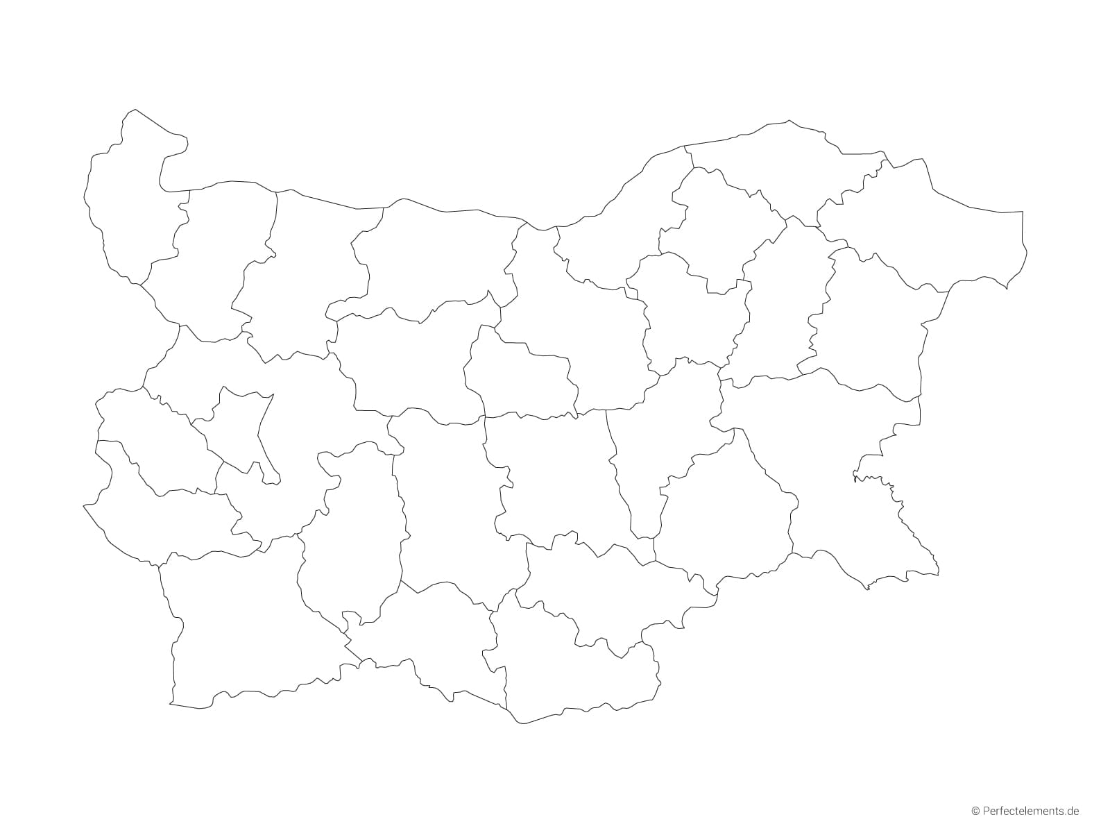 Vektor-Landkarte von Bulgarien (Outline mit Regionen)