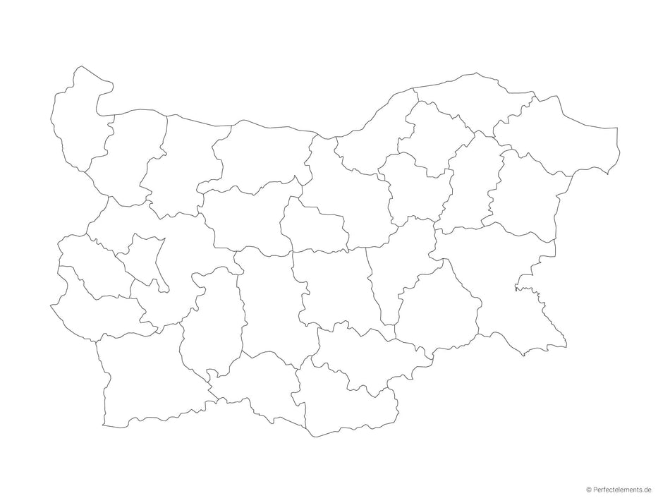 Vektor-Landkarte von Bulgarien (Outline mit Regionen)