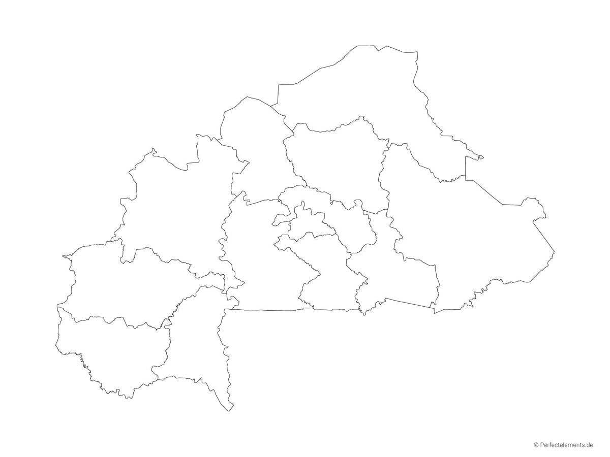 Vektor-Landkarte von Burkina Faso (Outline mit Regionen)