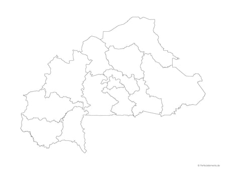 Vektor-Landkarte von Burkina Faso (Outline mit Regionen)