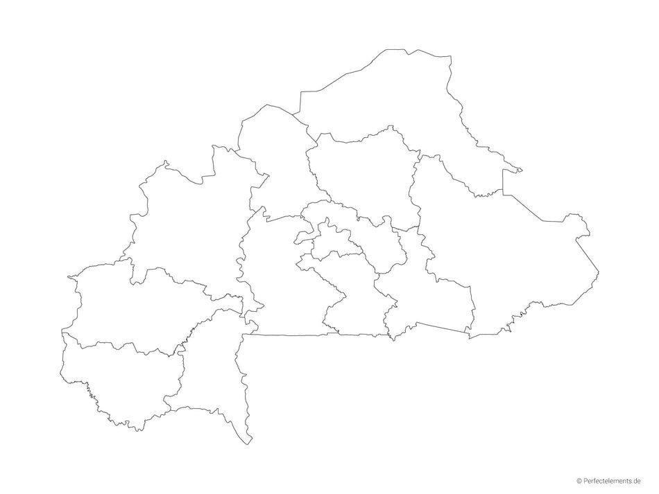 Vektor-Landkarte von Burkina Faso (Outline mit Regionen)