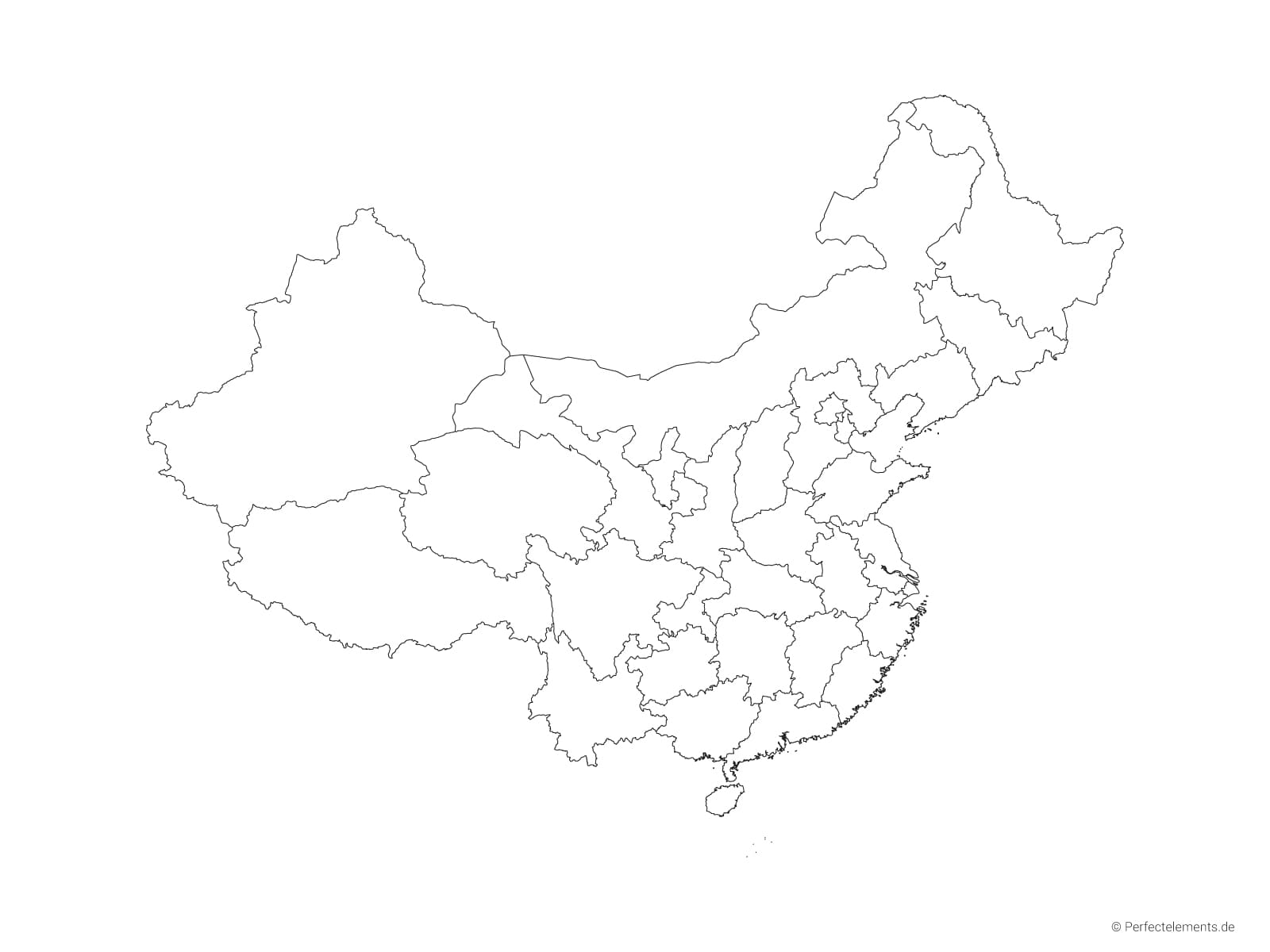 Vektor-Landkarte von China (Outline mit Regionen)