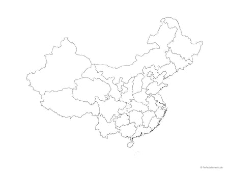 Vektor-Landkarte von China (Outline mit Regionen)