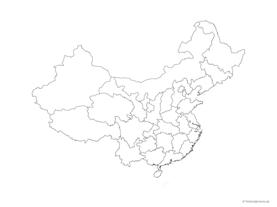 Vektor-Landkarte von China (Outline mit Regionen)