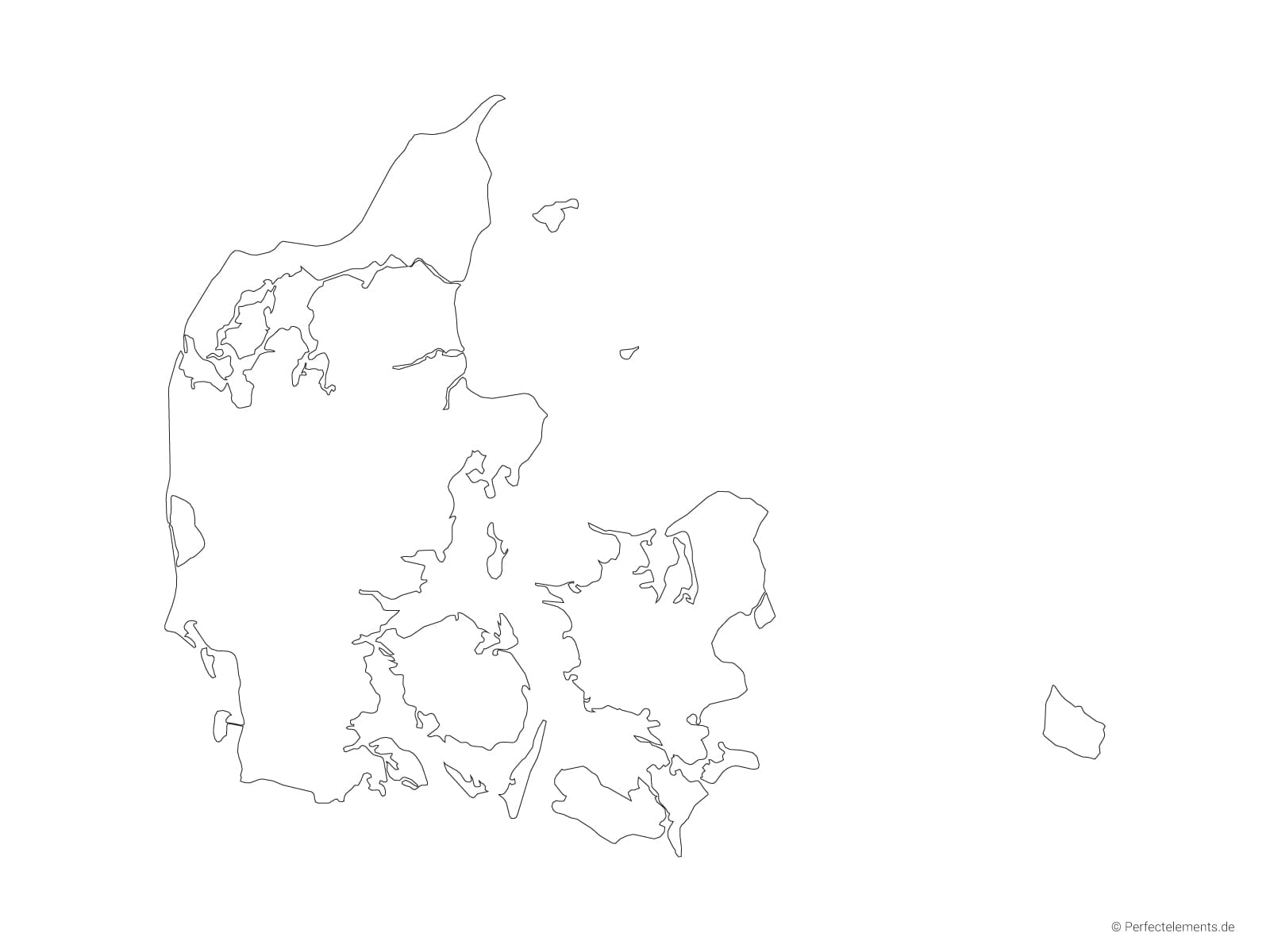 Vektor-Landkarte von Dänemark (Outline)