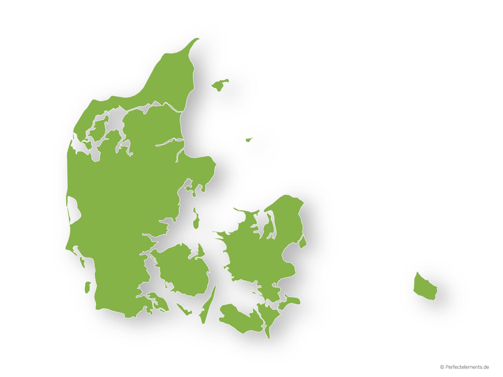 Vektor-Landkarte von Dänemark (Schlagschatten)