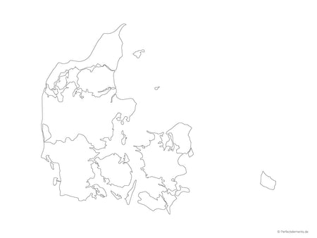 Vektor-Landkarte von Dänemark (Outline mit Regionen)