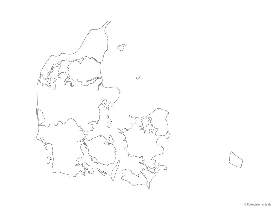 Vektor-Landkarte von Dänemark (Outline mit Regionen)