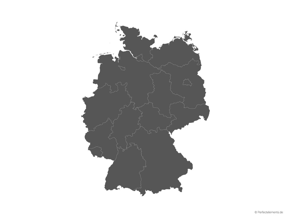 Vektor-Landkarte von Deutschland (Einfarbig mit Regionen)