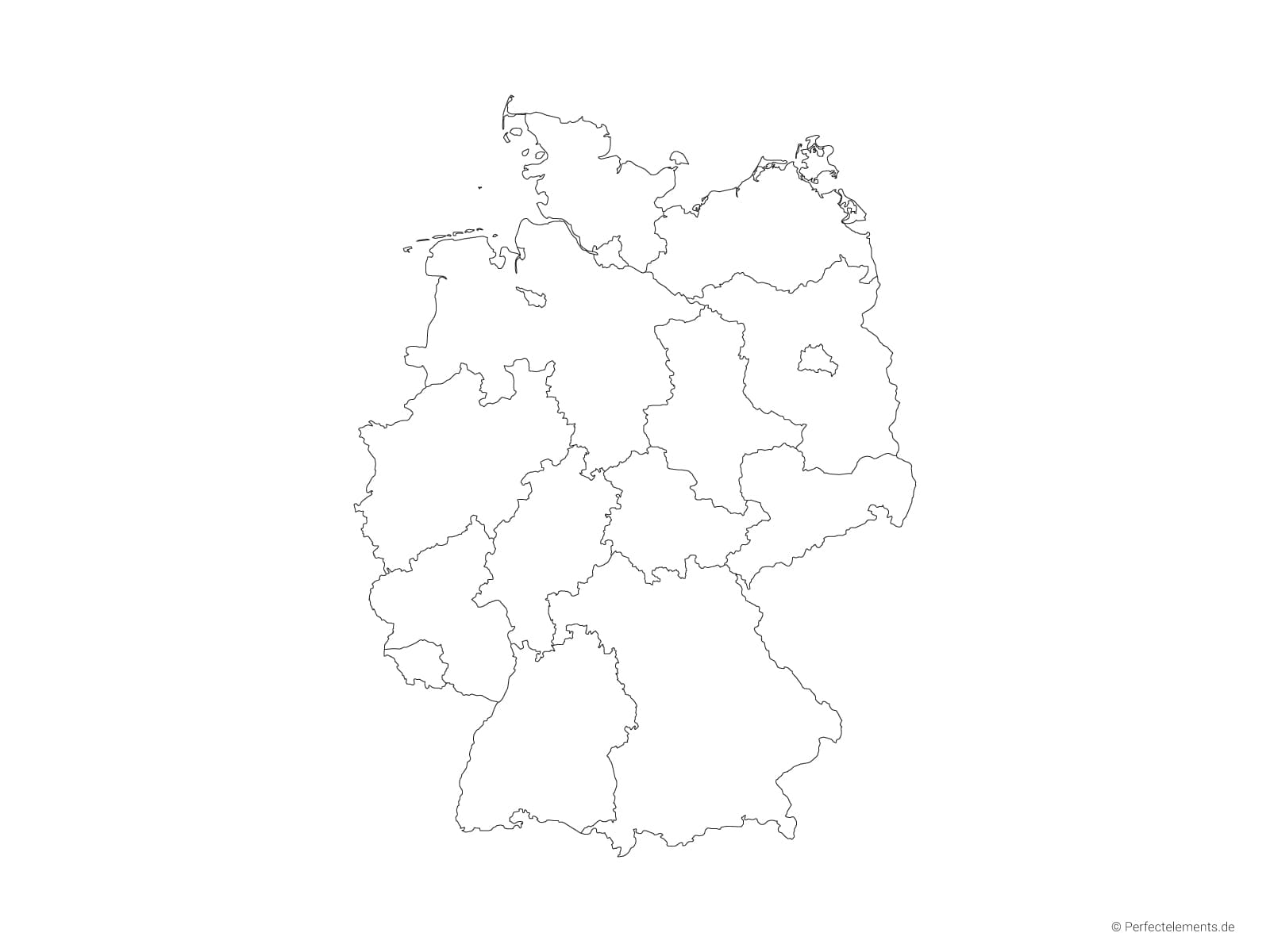 Vektor-Landkarte von Deutschland (Outline mit Regionen)