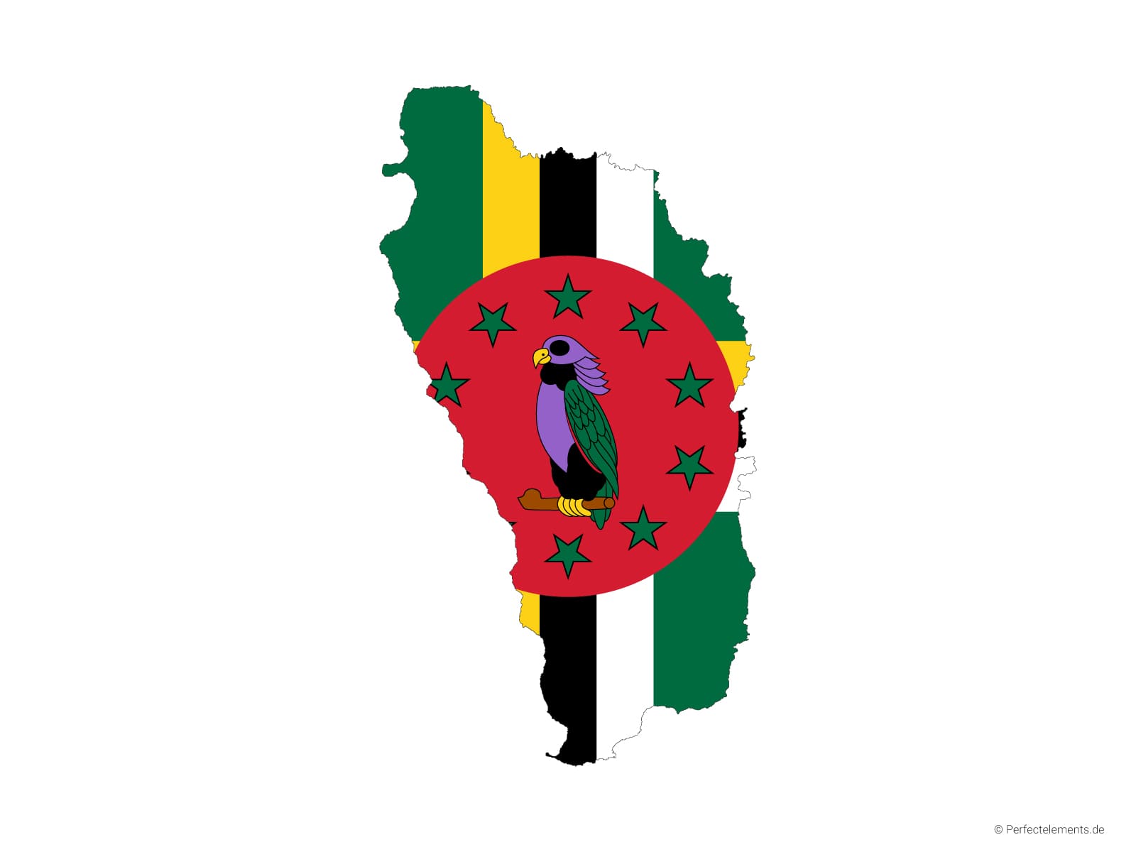 Vektor-Landkarte von Dominica (Flagge)