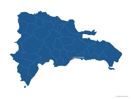 Vektor-Landkarte der Dominikanischen Republik (Einfarbig mit Hauptstadt und Regionen)