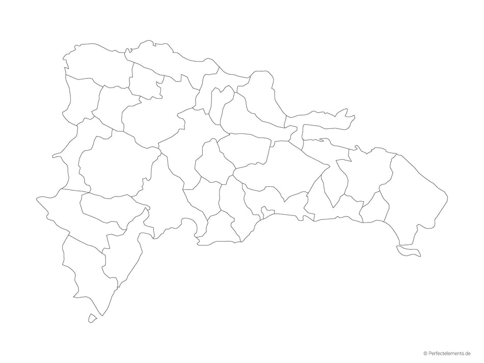 Vektor-Landkarte der Dominikanischen Republik (Outline mit Regionen)