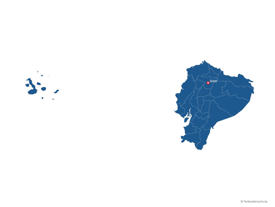 Vektor-Landkarte von Ecuador (Einfarbig mit Hauptstadt und Regionen)