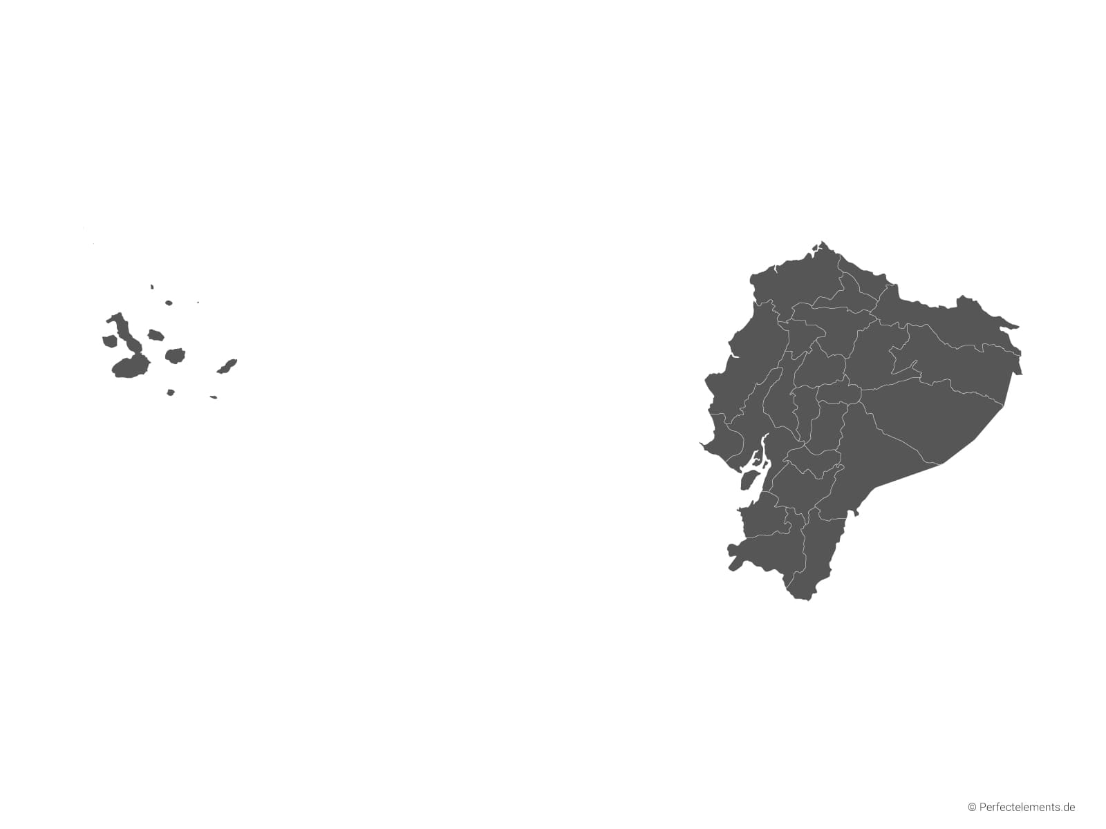 Vektor-Landkarte von Ecuador (Einfarbig mit Regionen)