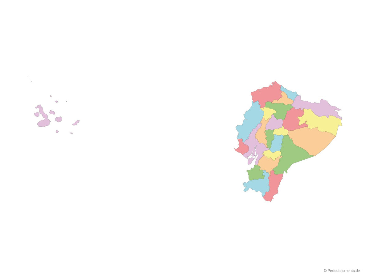 Vektor-Landkarte von Ecuador (Mehrfarbig mit Regionen)