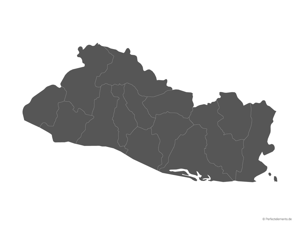 Vektor-Landkarte von El Salvador (Einfarbig mit Regionen)