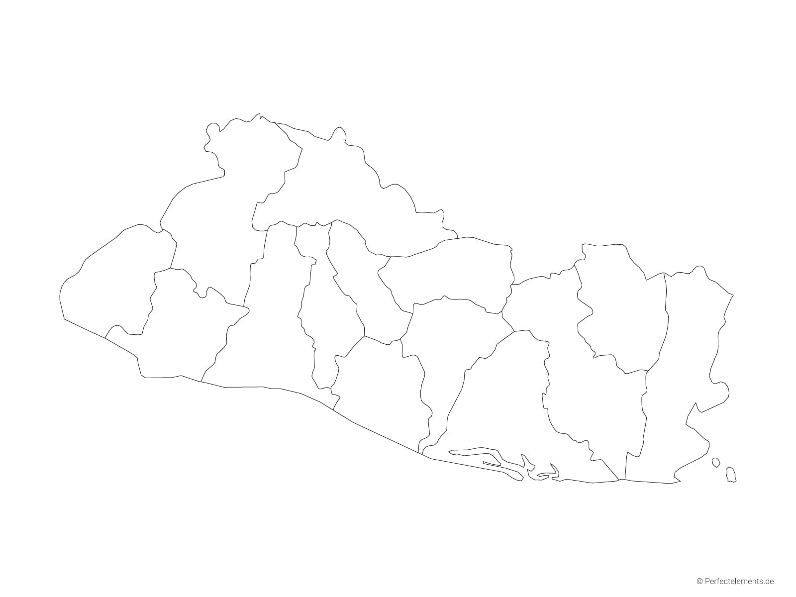 Vektor-Landkarte von El Salvador (Outline mit Regionen)