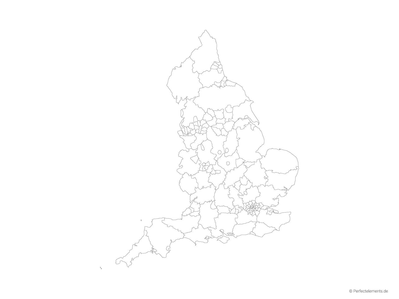 Vektor-Landkarte von England (Outline mit Regionen)