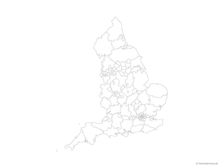 Vektor-Landkarte von England (Outline mit Regionen)