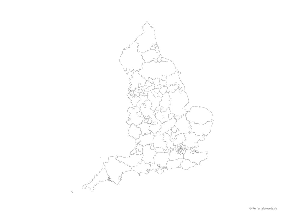 Vektor-Landkarte von England (Outline mit Regionen)