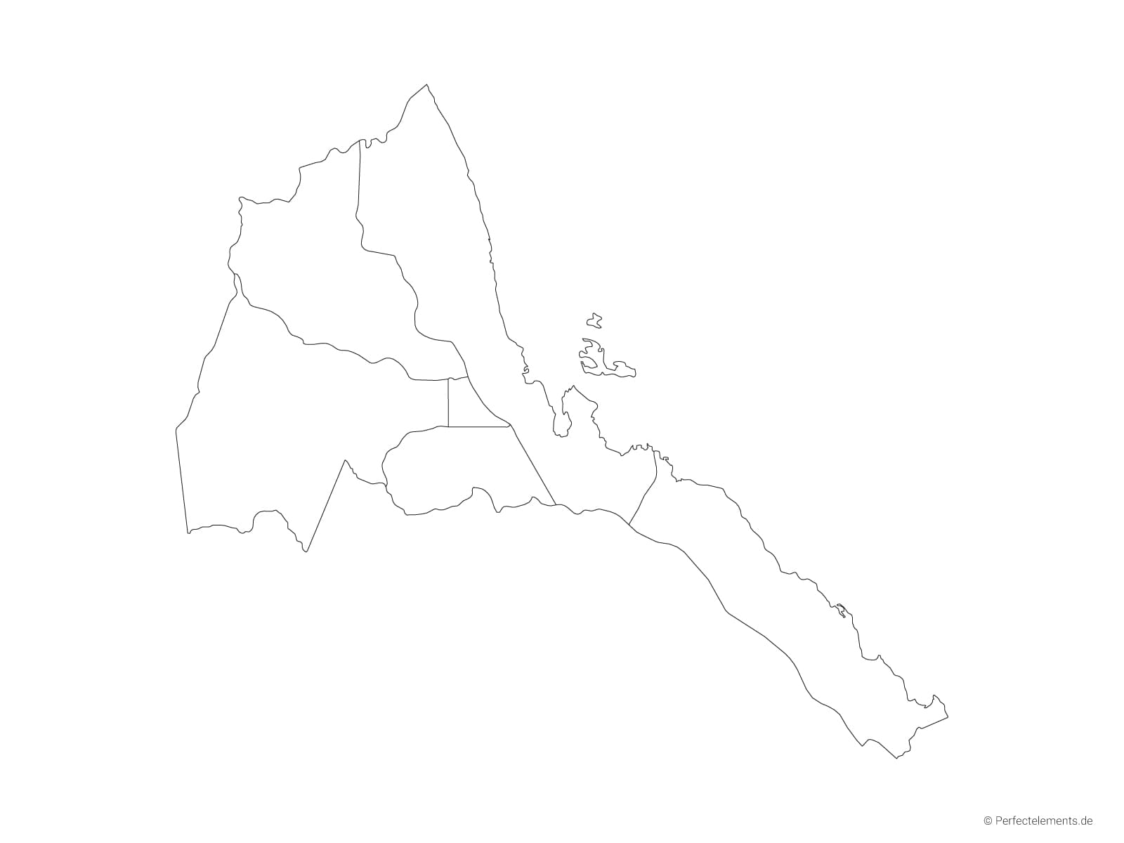 Vektor-Landkarte von Eritrea (Outline mit Regionen)