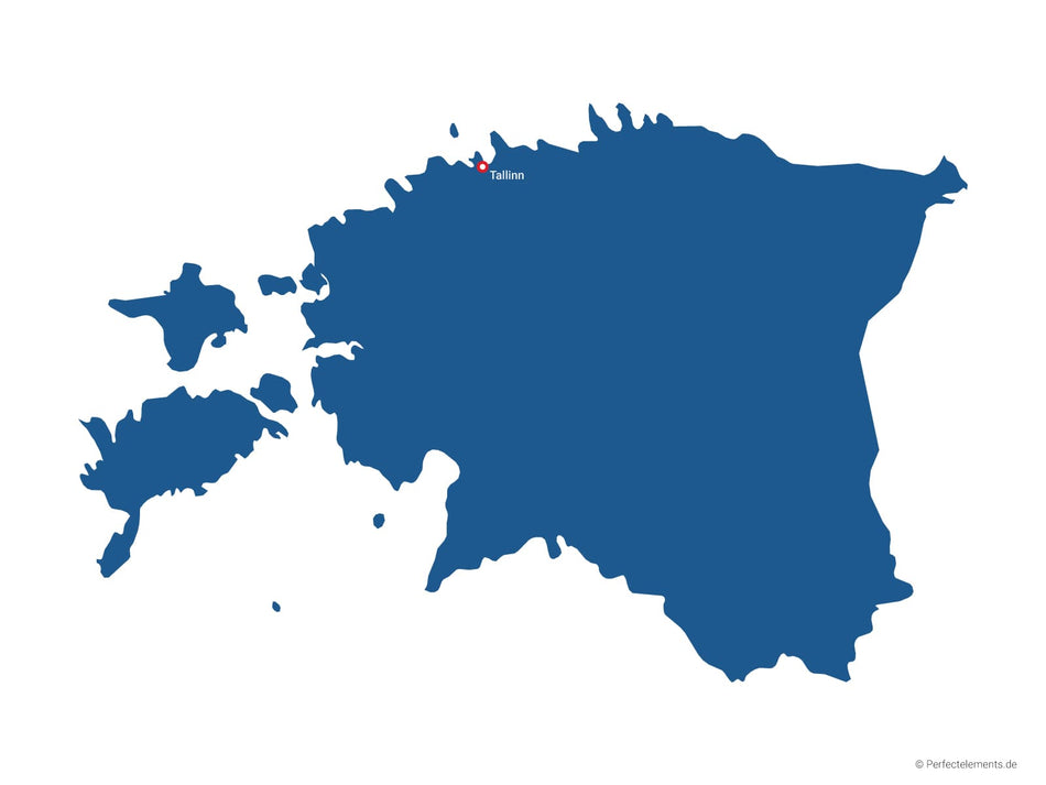 Vektor-Landkarte von Estland (Einfarbig mit Hauptstadt)