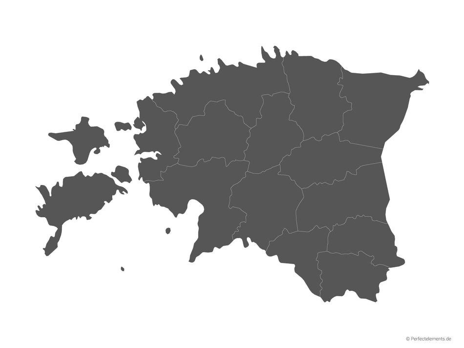 Vektor-Landkarte von Estland (Einfarbig mit Regionen)