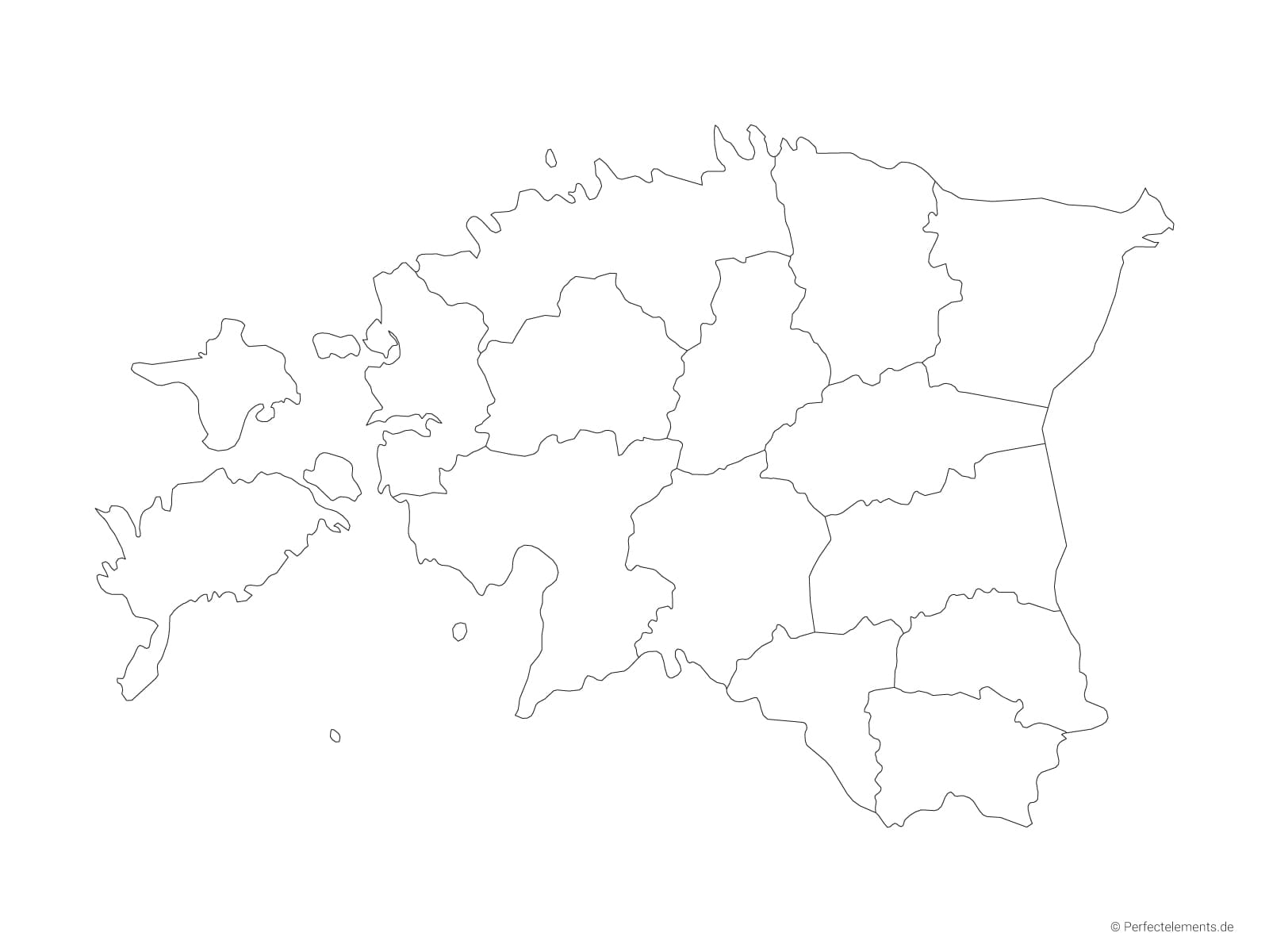 Vektor-Landkarte von Estland (Outline mit Regionen)