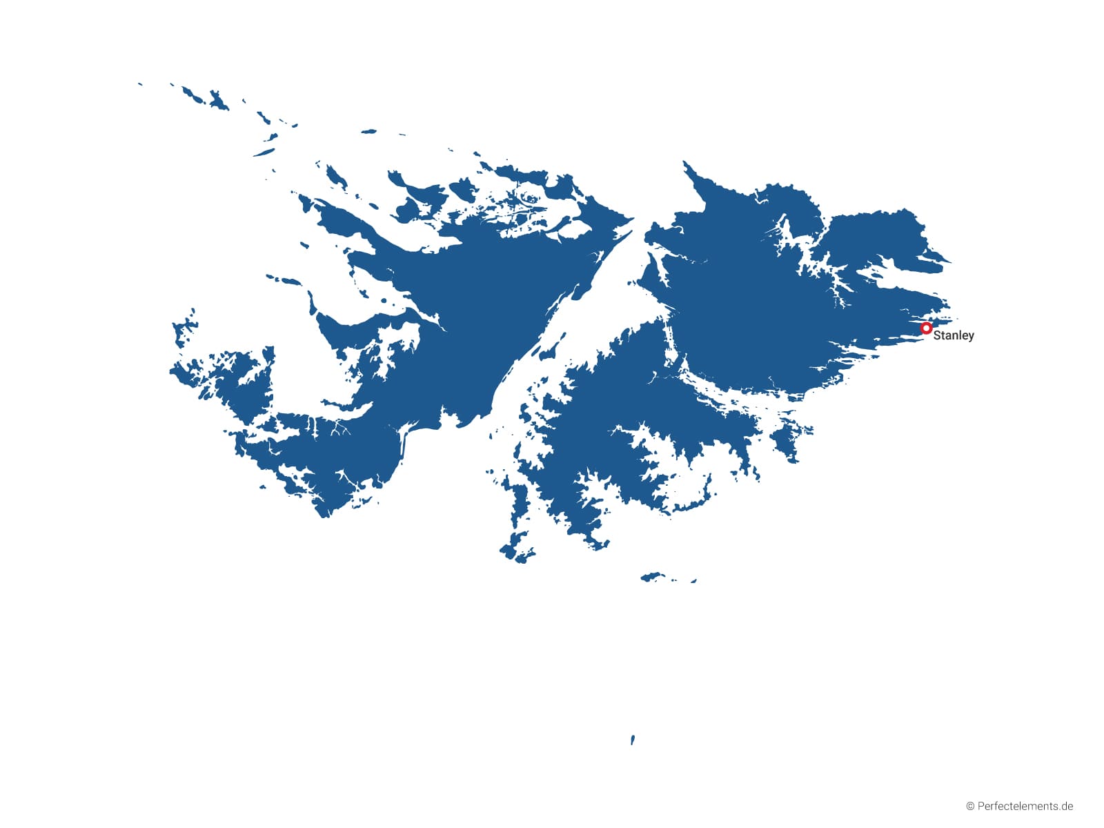 Vektor-Landkarte der Falklandinseln (Einfarbig mit Hauptstadt)