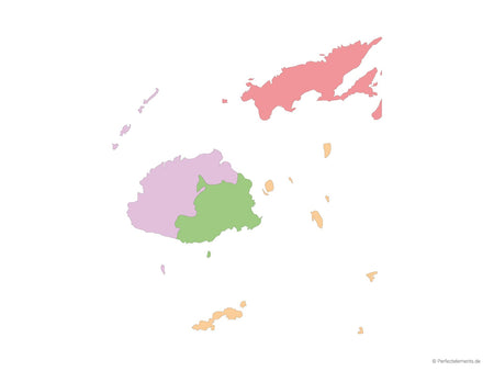 Vektor-Landkarte von Fidschi (Mehrfarbig mit Regionen)