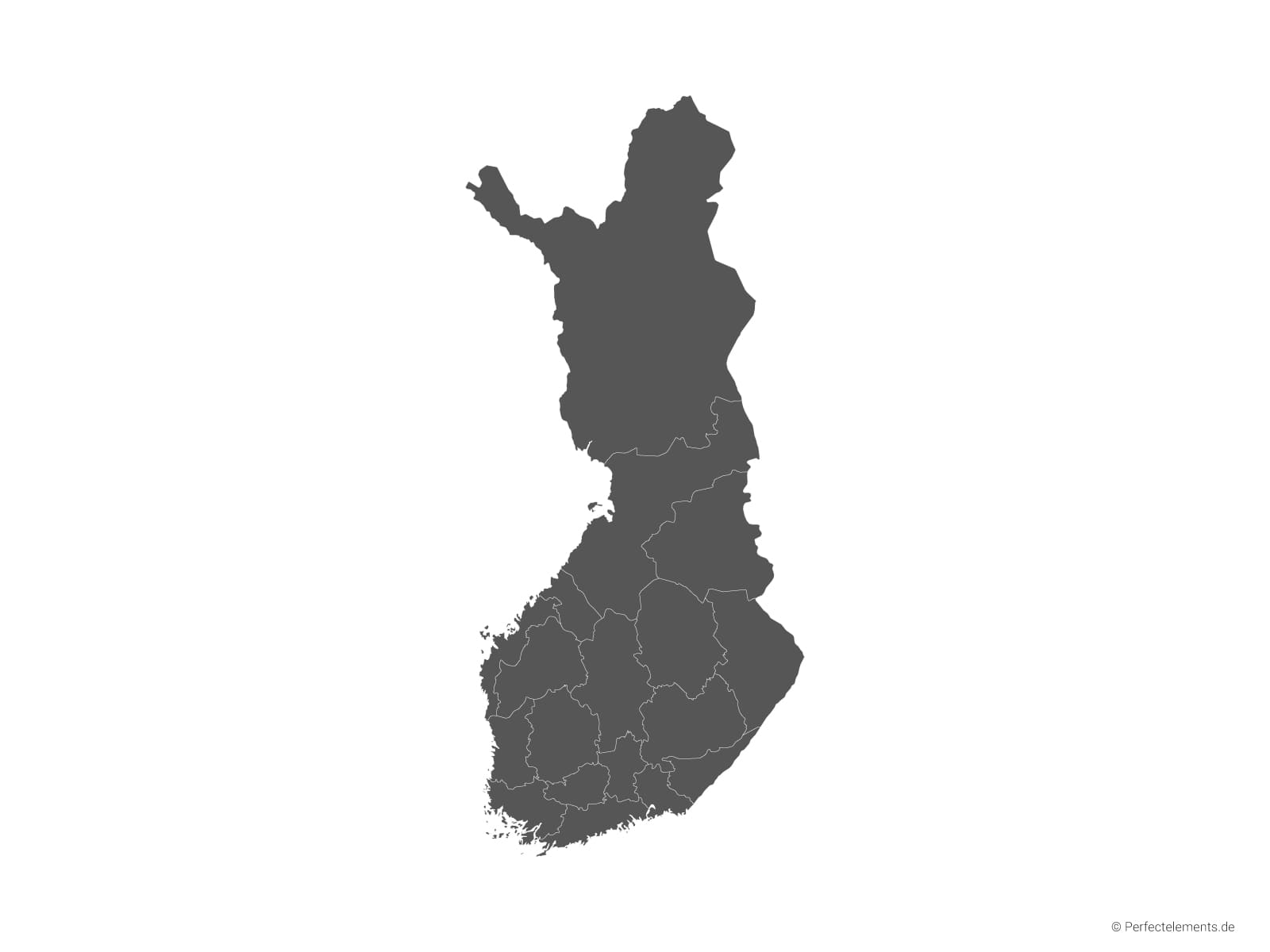 Vektor-Landkarte von Finnland (Einfarbig mit Regionen)