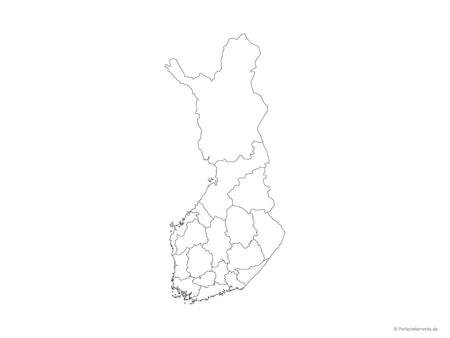 Vektor-Landkarte von Finnland (Outline mit Regionen)