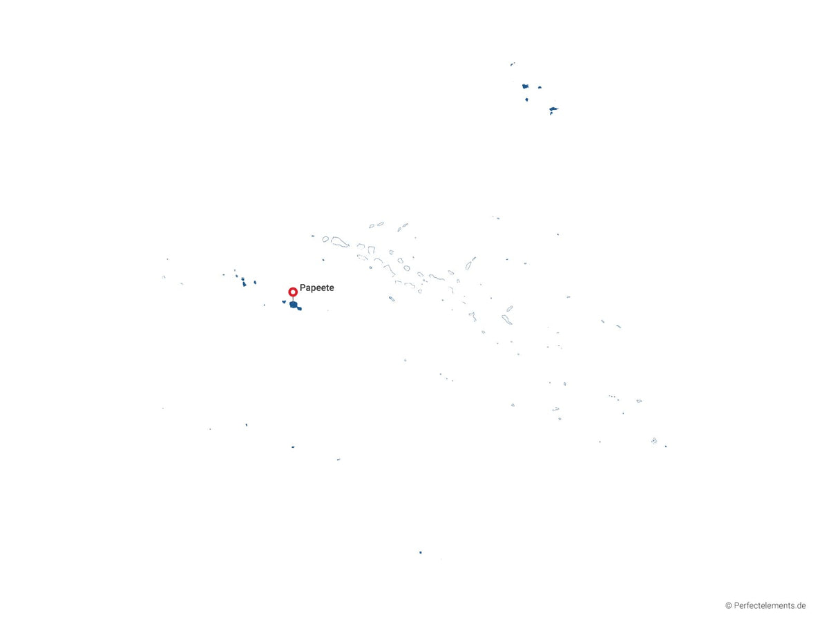 Vektor-Landkarte von Französisch-Polynesien (Einfarbig mit Hauptstadt)