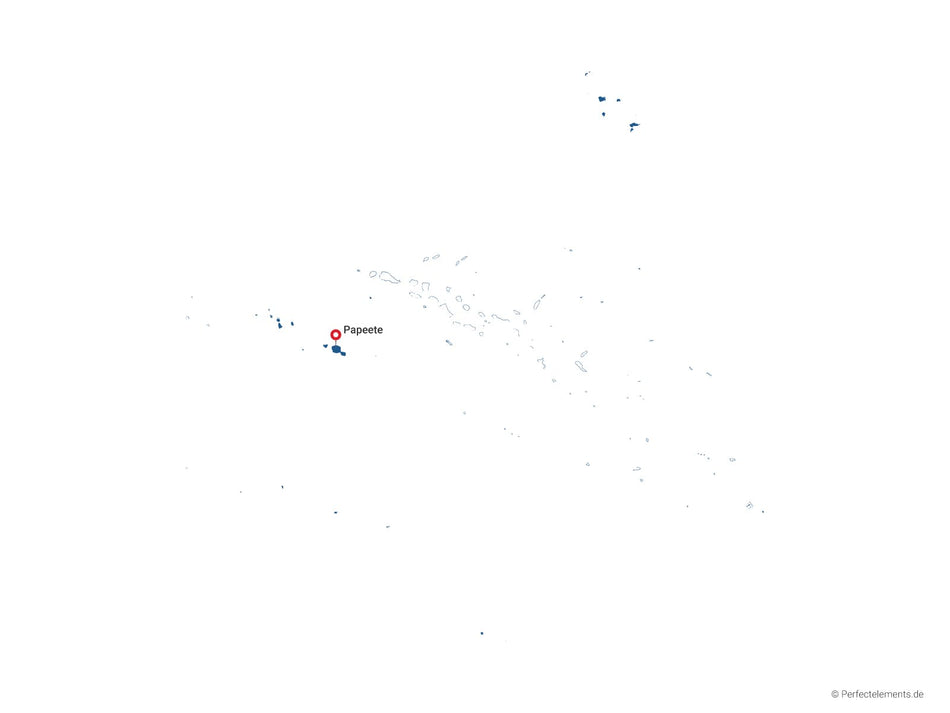 Vektor-Landkarte von Französisch-Polynesien (Einfarbig mit Hauptstadt)
