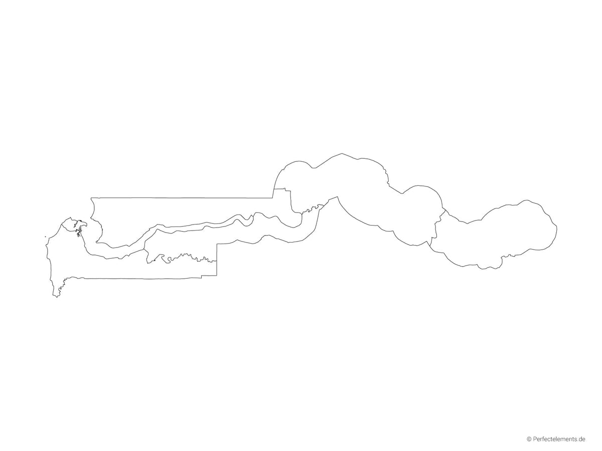 Vektor-Landkarte von Gambia (Outline mit Regionen)