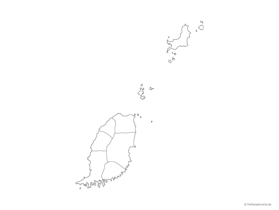 Vektor-Landkarte von Grenada (Outline mit Regionen)