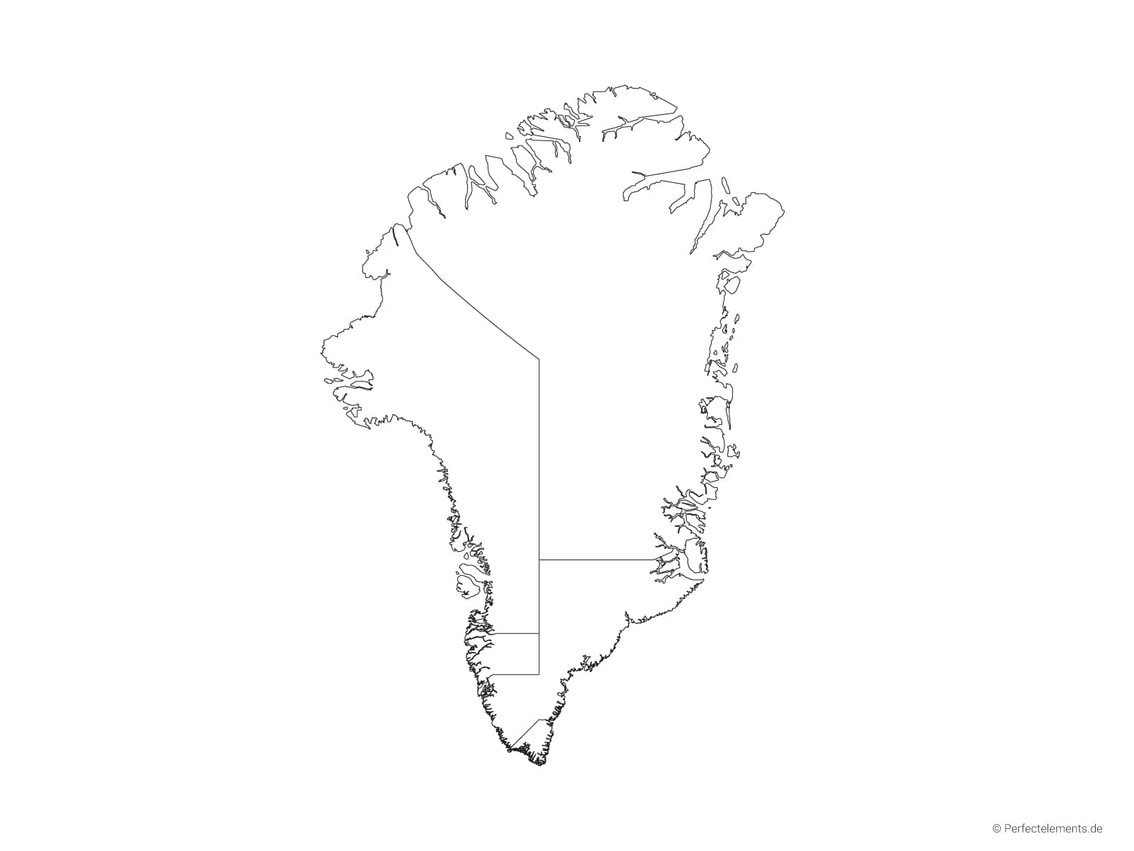 Vektor-Landkarte von Grönland (Outline mit Regionen)