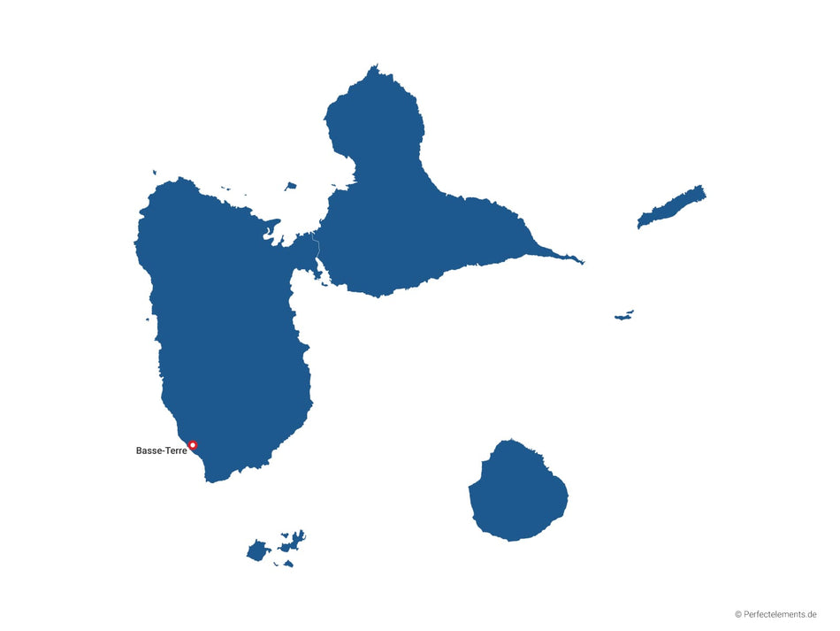 Vektor-Landkarte von Guadeloupe (Einfarbig mit Hauptstadt und Regionen)